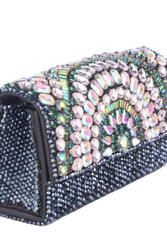 Midnight radiance embellished clutch
