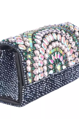 Midnight radiance embellished clutch