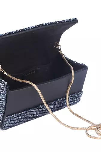 Midnight radiance embellished clutch