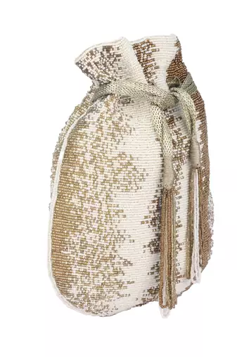 Golden mirage hand-beaded potli