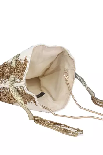 Golden mirage hand-beaded potli