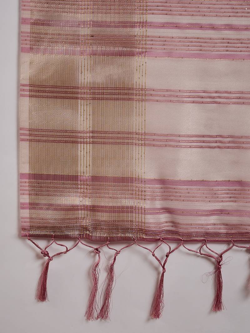 magenta Khadi Organza Jacquard Saree 