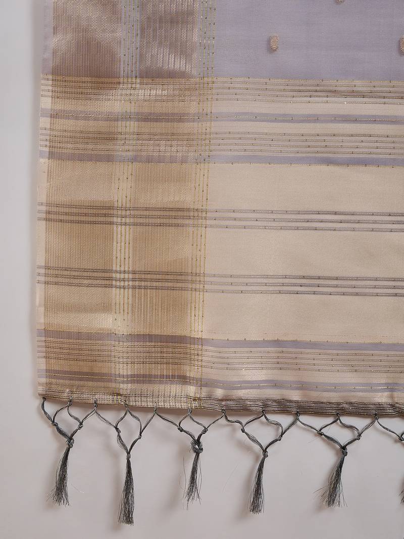 lavender Khadi Organza Jacquard Saree 