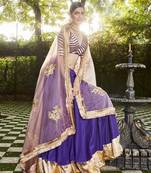 purple silk plain Lehenga With Gota Border