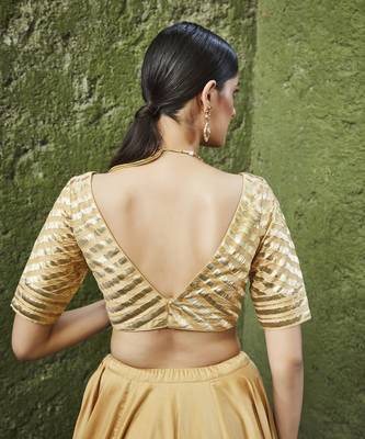 gold silk plain Lehenga With Gota Border 4