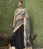 silk plain black  Lehenga With Gota Border