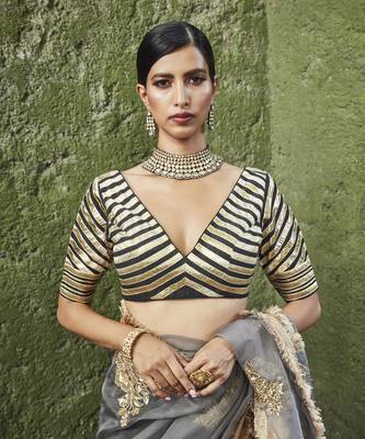 silk plain black  Lehenga With Gota Border 3