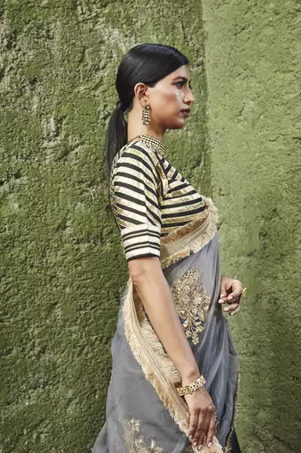 silk plain black  Lehenga With Gota Border