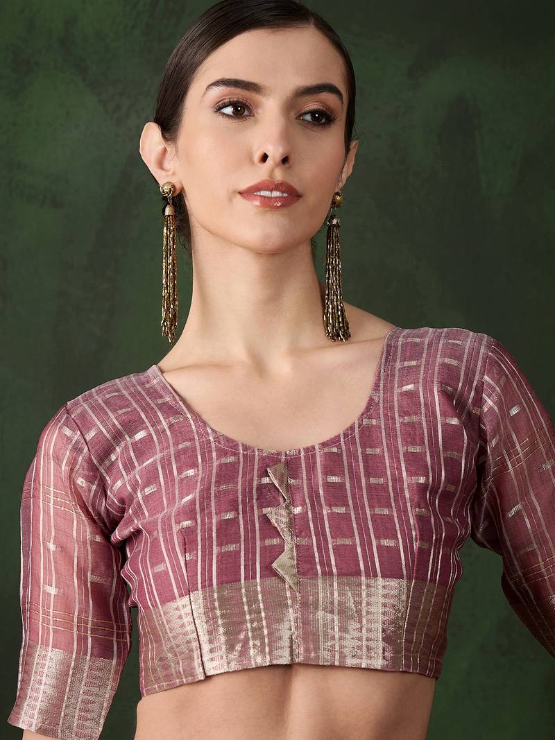 magenta Khadi Organza Jacquard Saree 