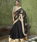 black silk plain Lehenga With Gota Border