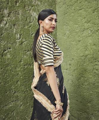 black silk plain Lehenga With Gota Border 2