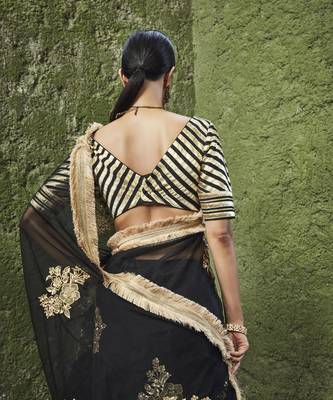 black silk plain Lehenga With Gota Border 4