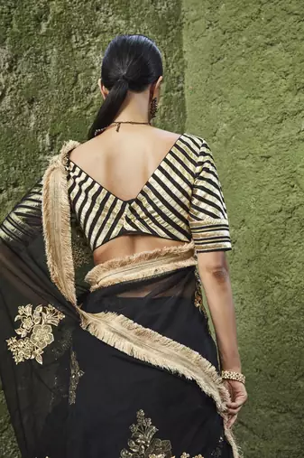 black silk plain Lehenga With Gota Border