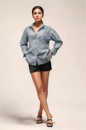 Blue cotton loose shirt
