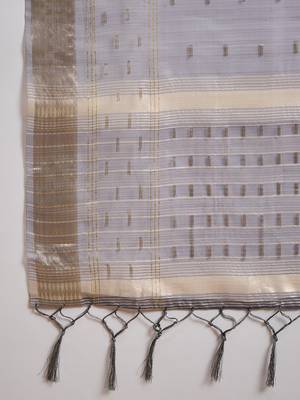 grey Khadi Organza Jacquard Saree  7