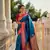 Skyblue soft paithani silk blend meenakari weaving saree with unstitched blouse