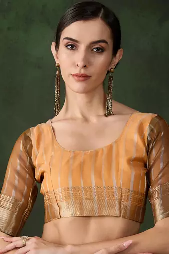 yellow Khadi Organza Jacquard Saree 