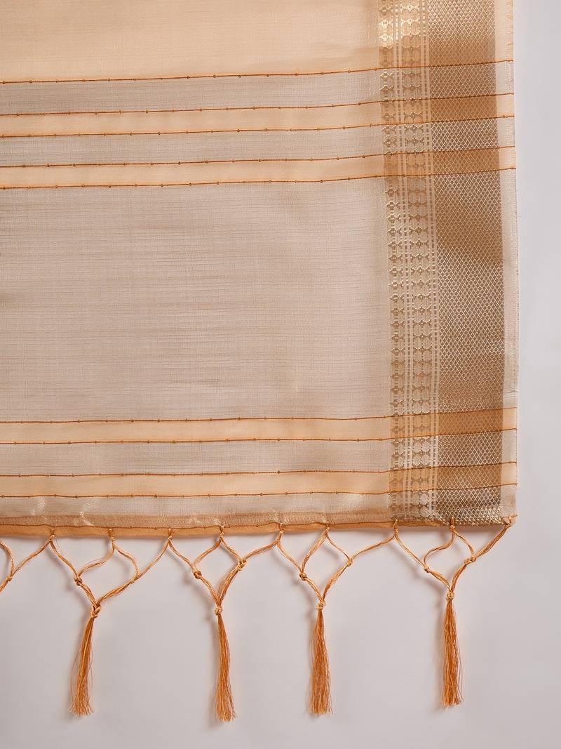 yellow Khadi Organza Jacquard Saree 