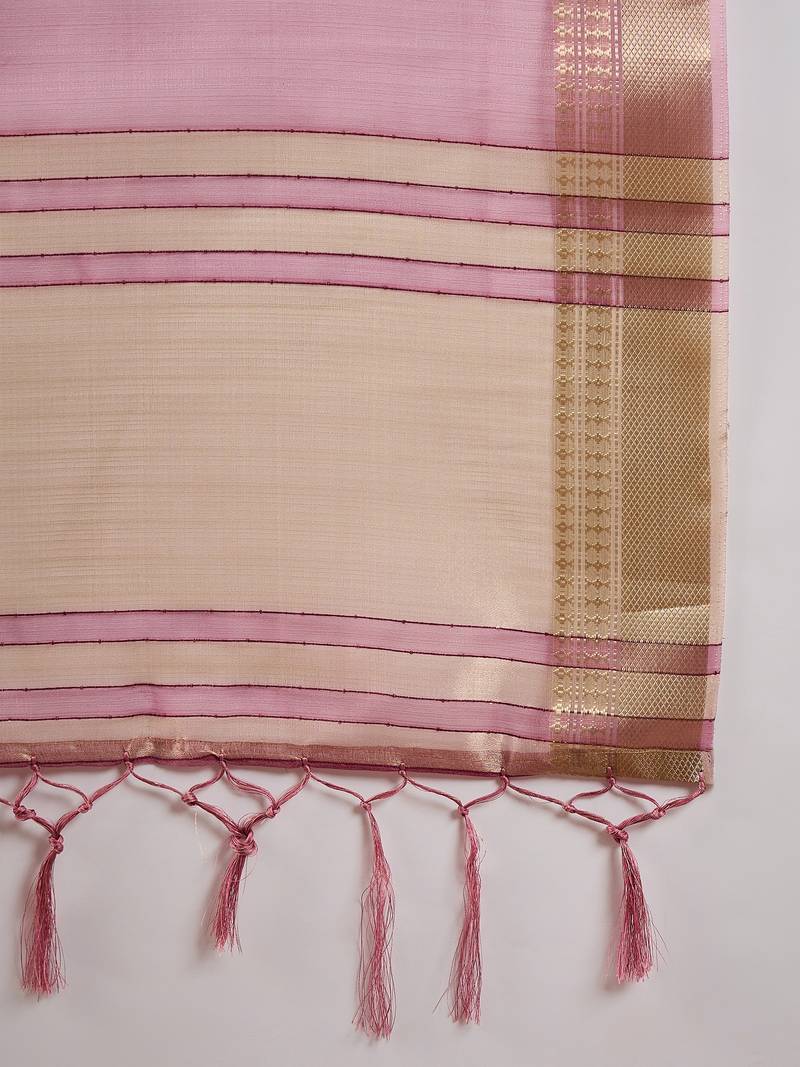 wine Khadi Organza Jacquard Saree 