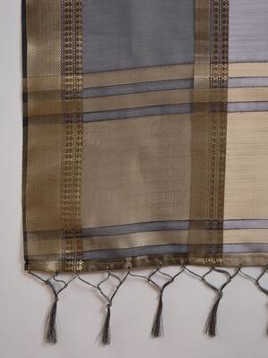 grey Khadi Organza Jacquard Saree  7