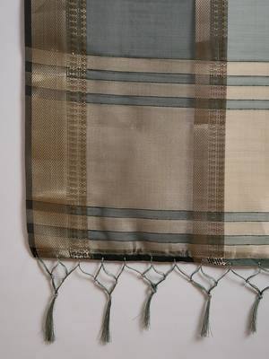 green Khadi Organza Jacquard Saree  7