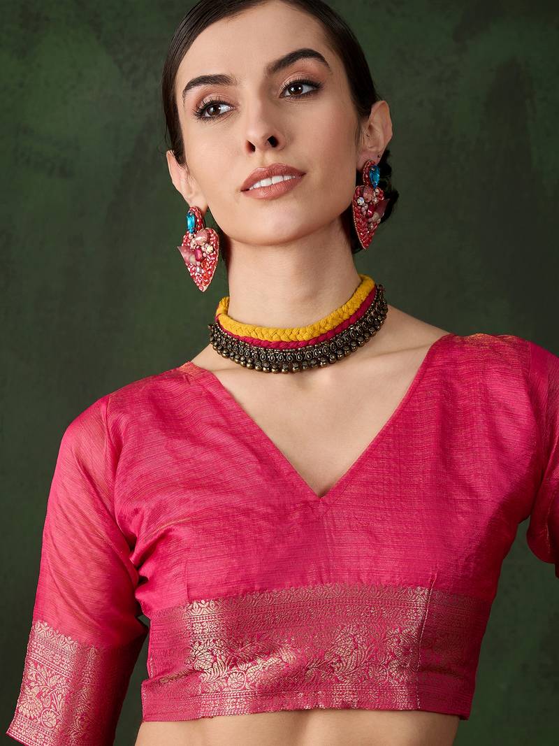 pink Khadi Organza Jacquard Saree 