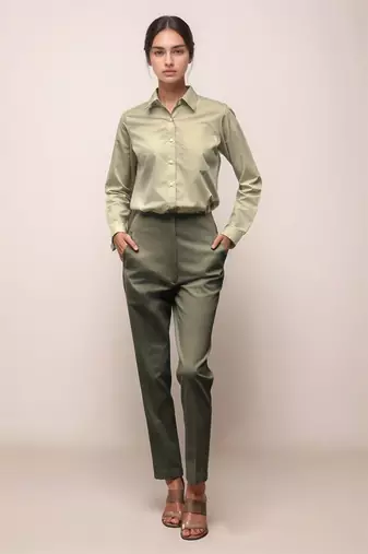 Pastel green back slit shirt