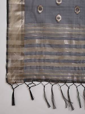 navy blue Khadi Organza Jacquard Saree  7