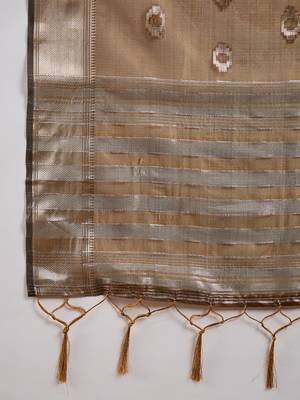 mustard Khadi Organza Jacquard Saree  7