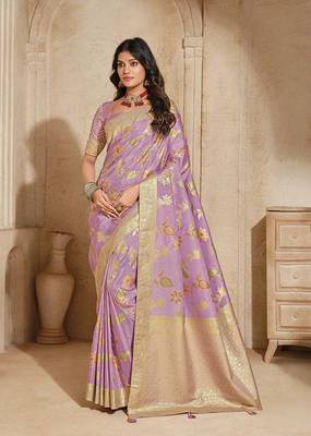 Lilac weaving silk blend saree 1