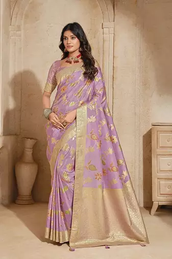 Lilac weaving silk blend saree
