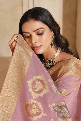 Light pink weaving silk blend saree 2