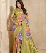 Light green weaving silk blend saree