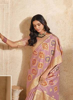 Light pink weaving silk blend saree 3