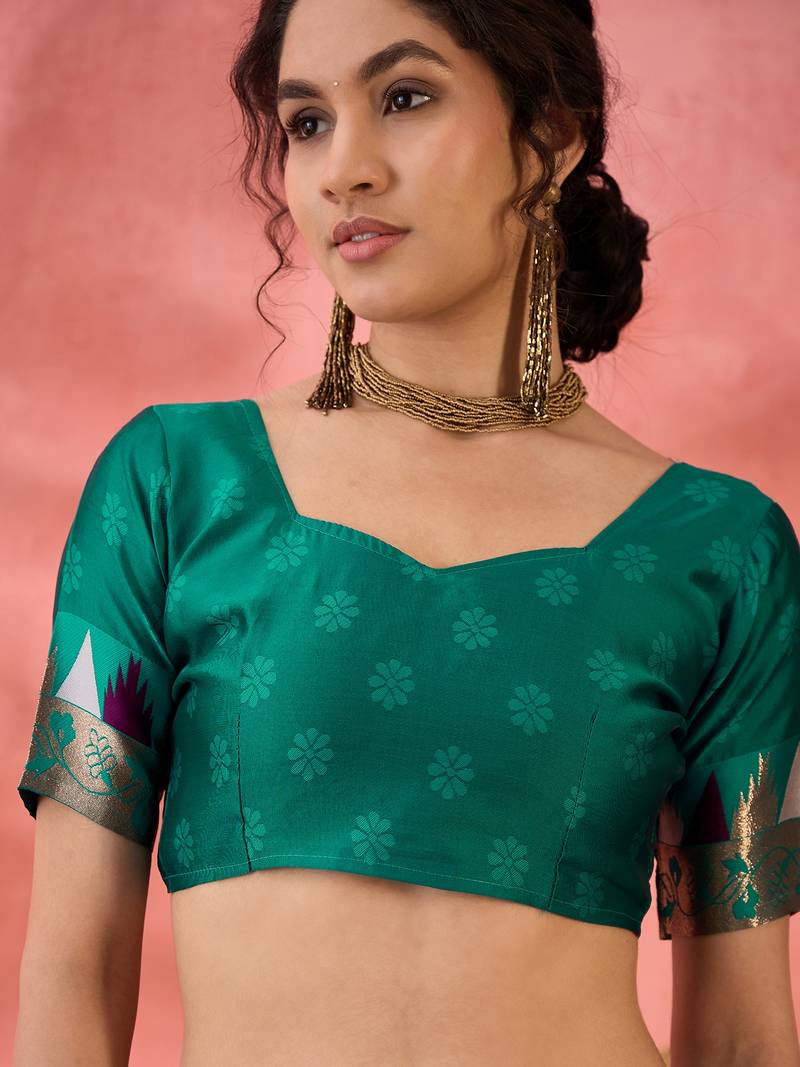 wine Poly Cotton Jacquard Saree