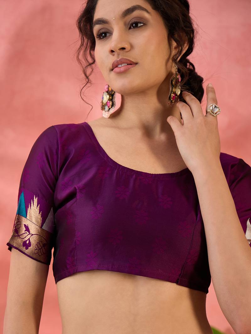 teal Poly Cotton Jacquard Saree