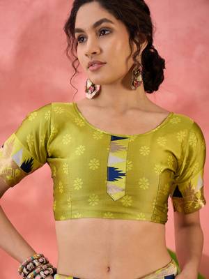 blue Poly Cotton Jacquard Saree 5