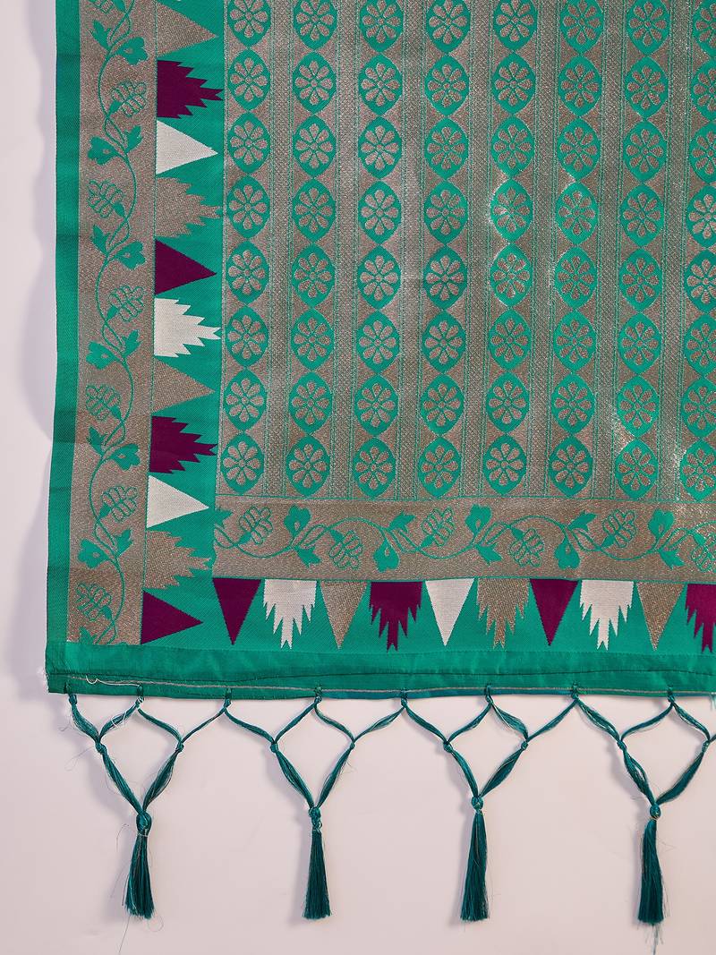 wine Poly Cotton Jacquard Saree