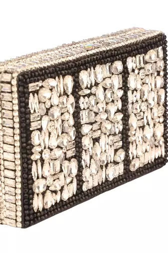 Multicolor crystal noir  clutch