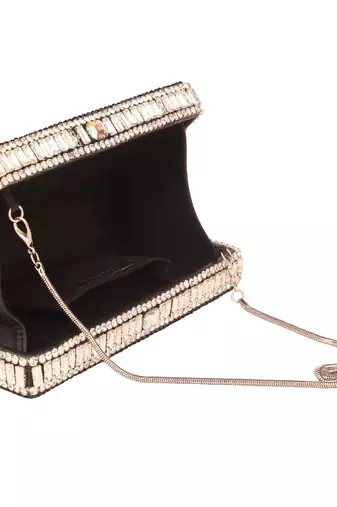 Multicolor crystal noir  clutch