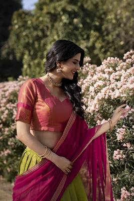 Mehendi Poly Cotton South Indian Style Lehenga Choli Set 4