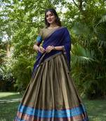 brown poly cotton south indian style lehenga choli set
