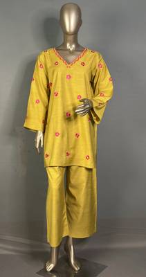 Lemon grass embroidered kurta set 1