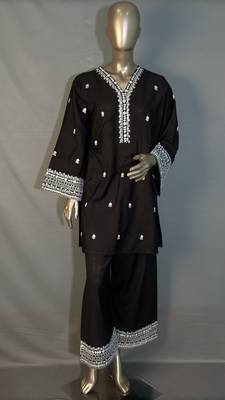 black embroidered kurta set 1