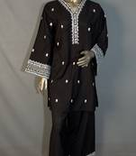 black embroidered kurta set