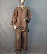 Brown embroidered kurta set