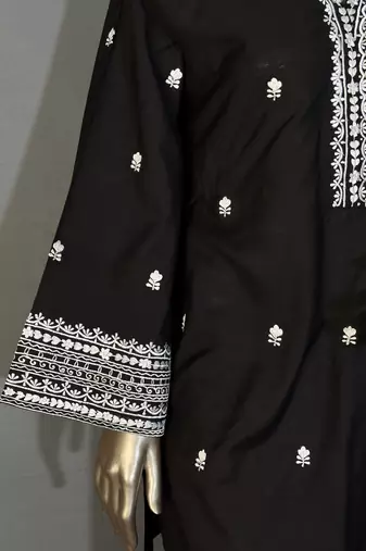 black embroidered kurta set