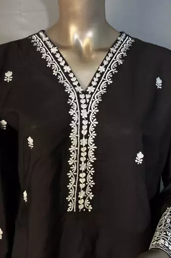 black embroidered kurta set