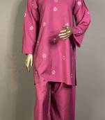 Magenta pink embroidered kurta set