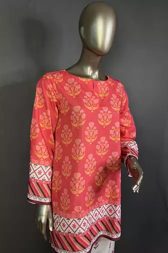 pink printed kurta set